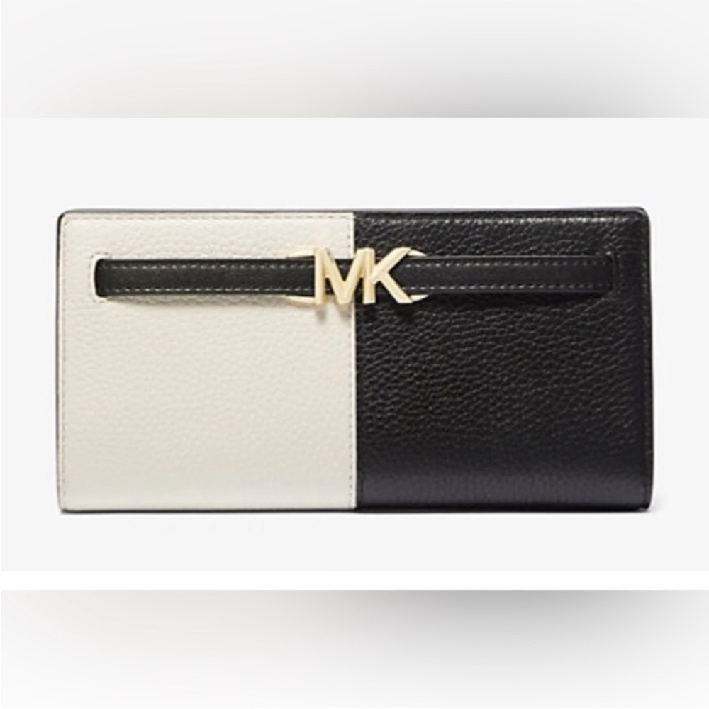 MICHAEL KORS Reed Black Multi Large Leather Snap Wallet - Picture 8 of 10